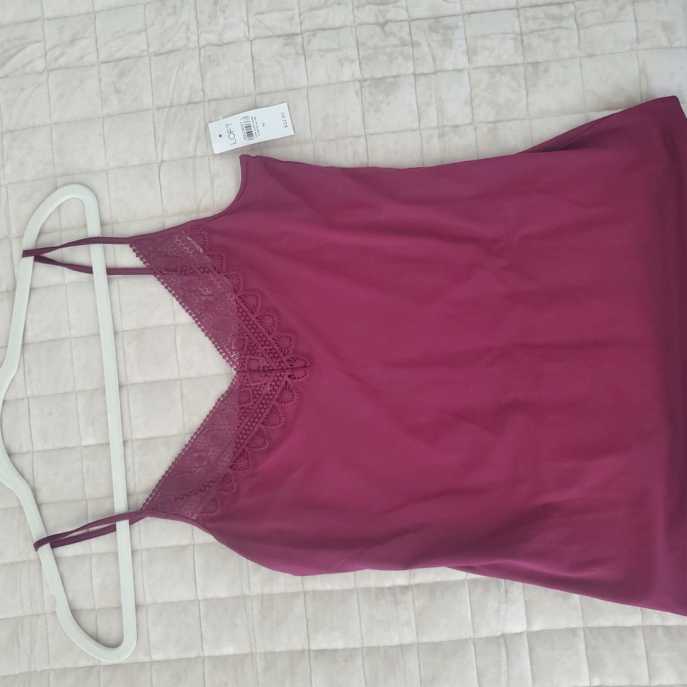 Burgundy Lace Trim Cami Top